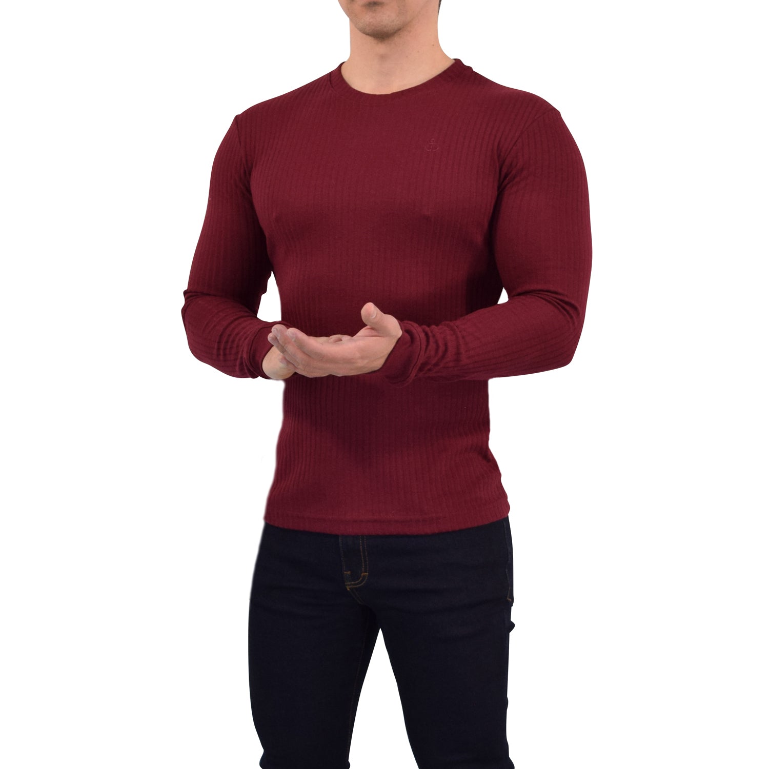 Playera Ribbed Long Sleeve Burgundy