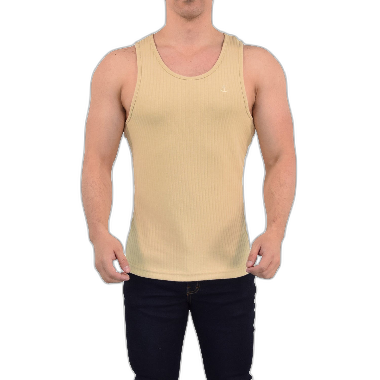 Playera Ribbed Casual Tank Beige
