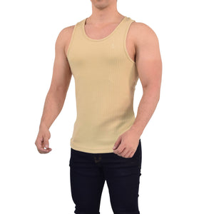 Playera Ribbed Casual Tank Beige