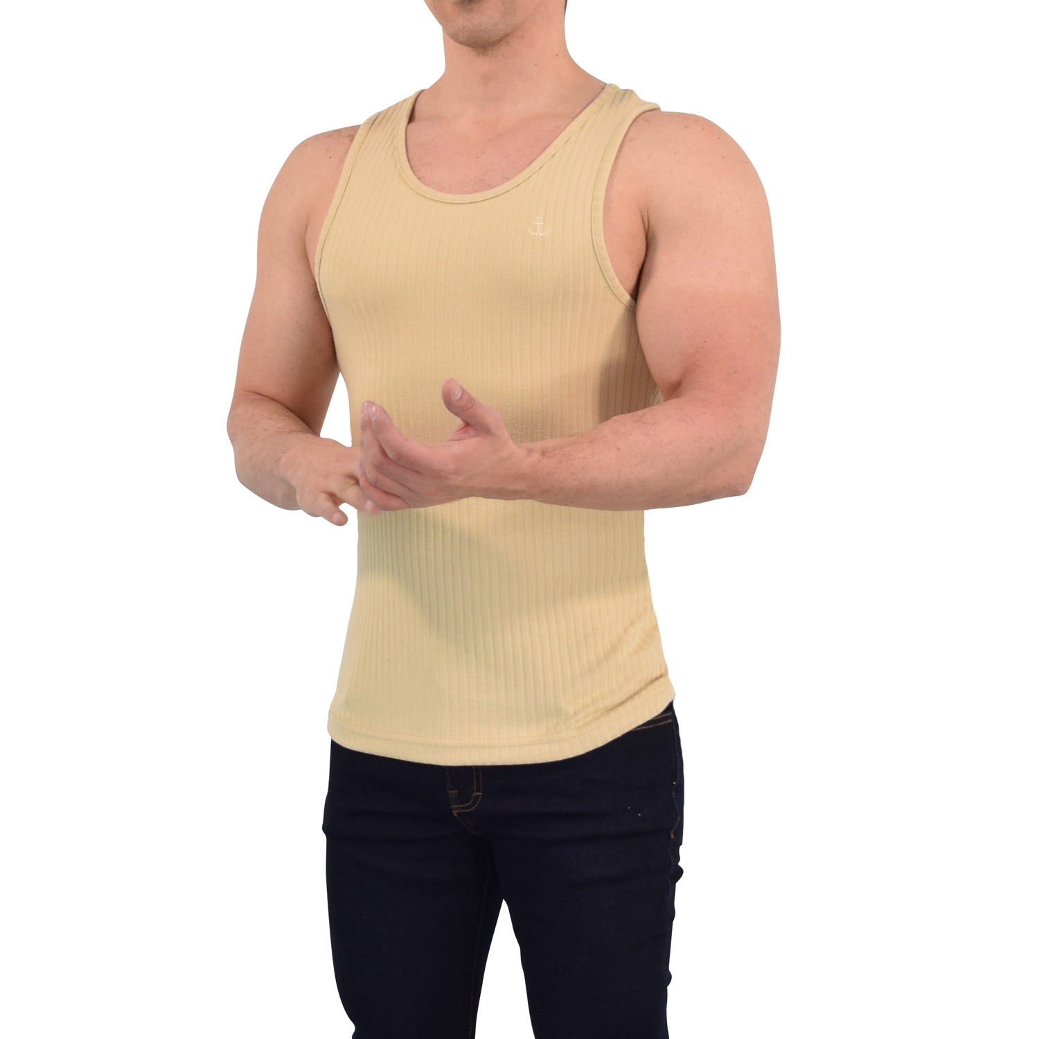 Playera Ribbed Casual Tank Beige