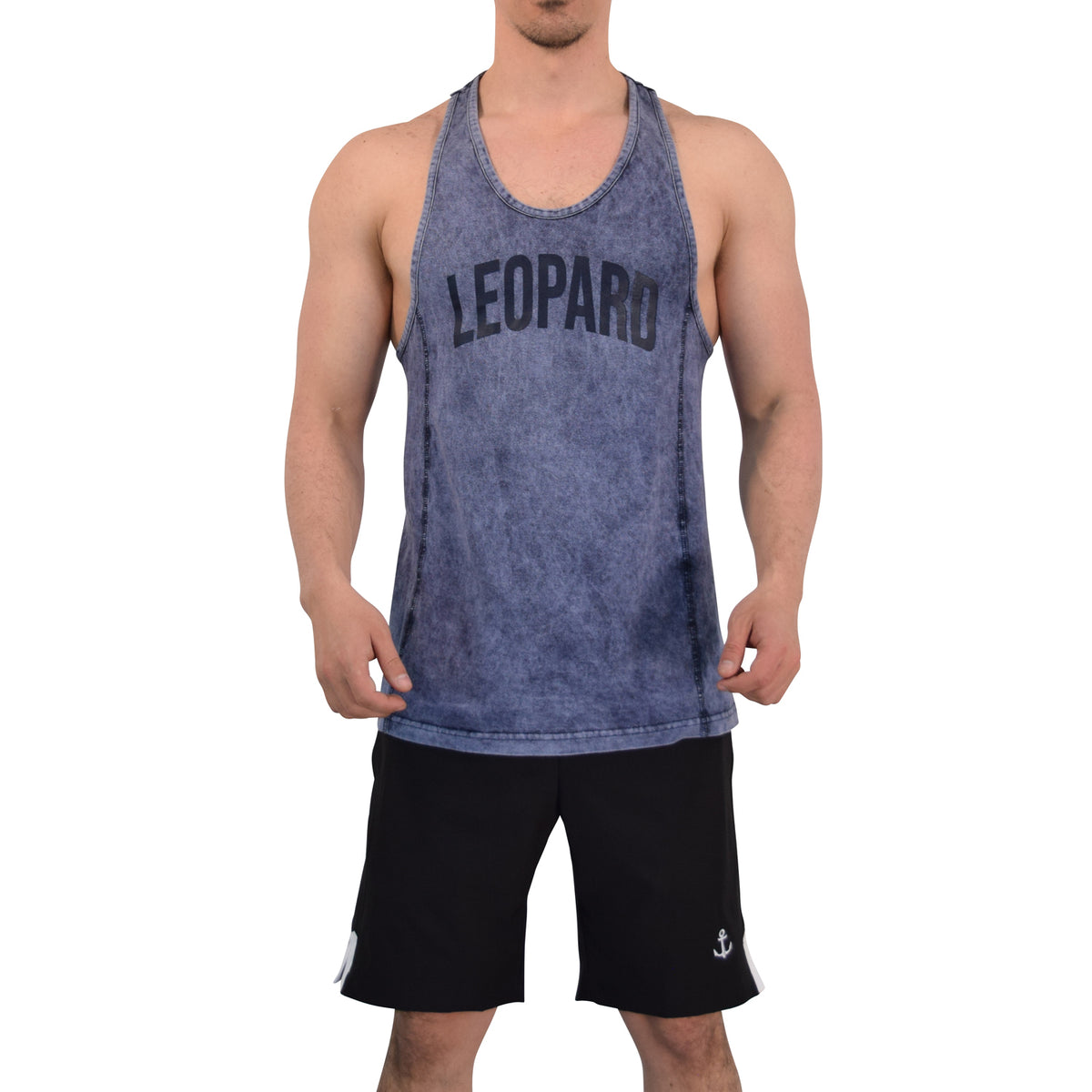 JOHN LEOPARD - Gym Stringer Tank Varsity Full Lightgray Outline