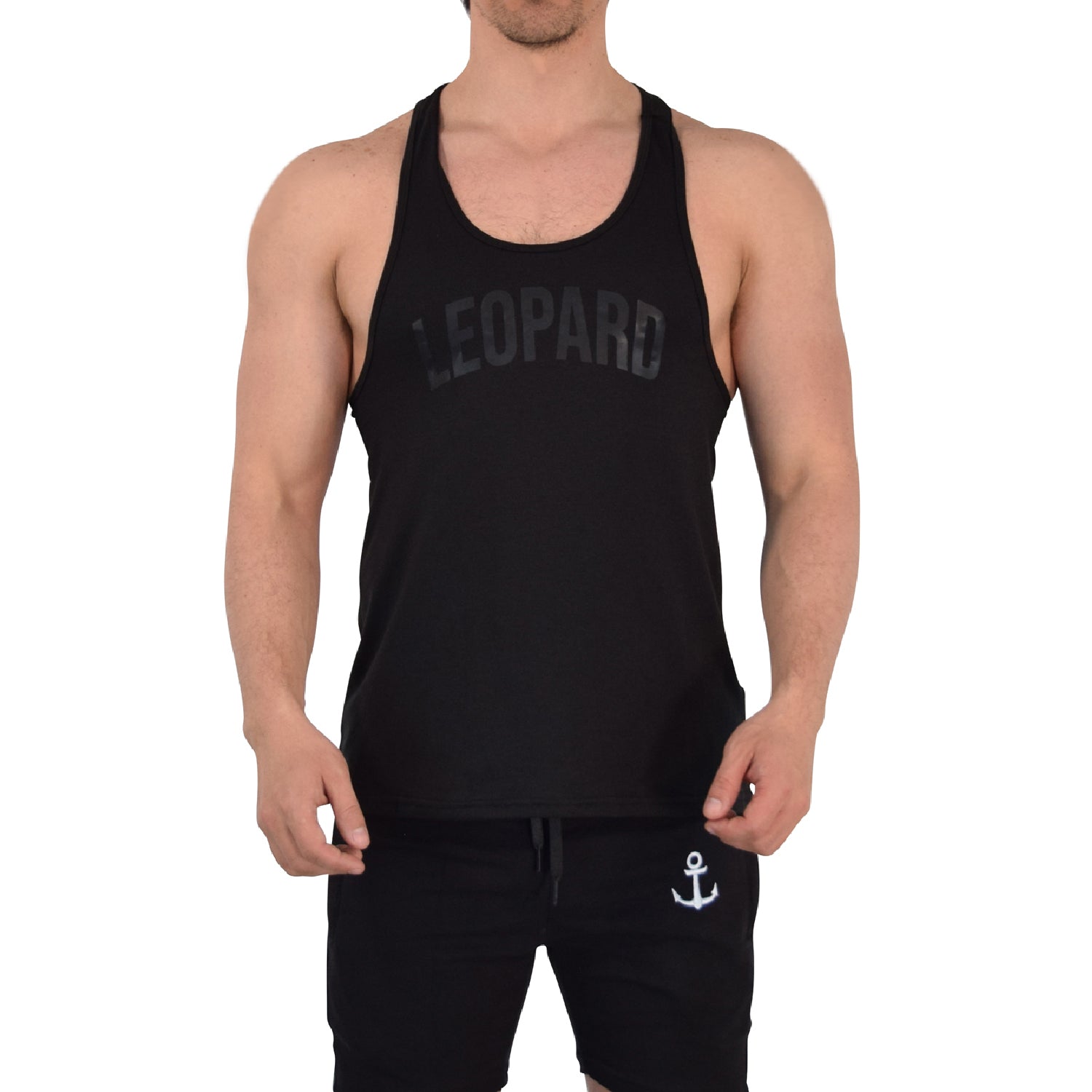 Gym Stringer Tank Varsity Full Black