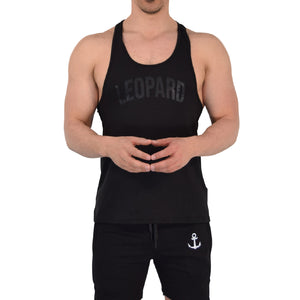 Gym Stringer Tank Varsity Full Black