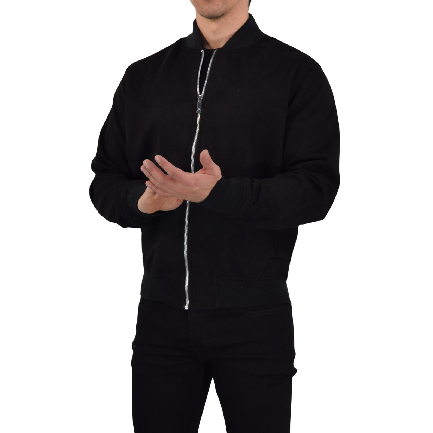 Suede Bomber Jacket Black