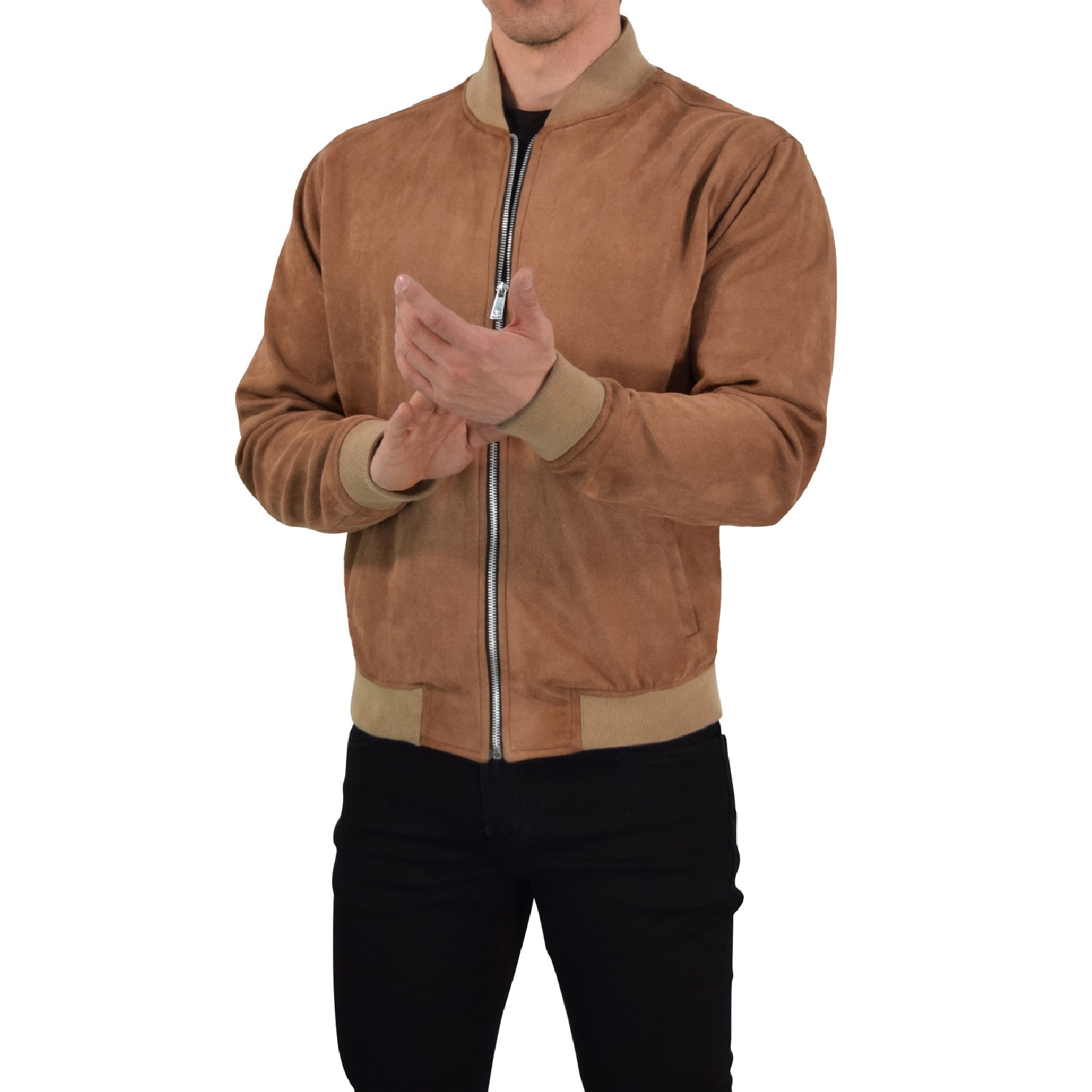 Suede Bomber Jacket Brown