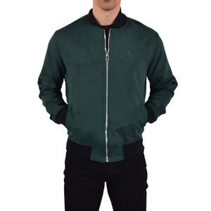 Suede Bomber Jacket Dark Green