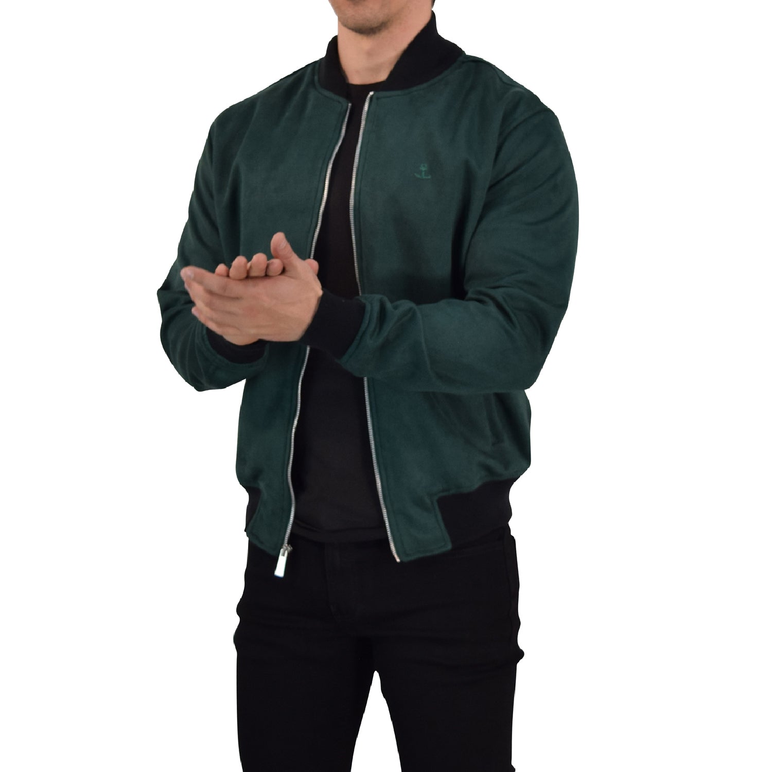 Suede Bomber Jacket Dark Green