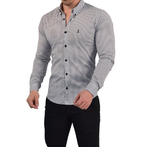 Camisa Slim Stripe Shirt Black Button Down