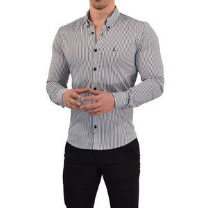 Camisa Slim Stripe Shirt Black Button Down