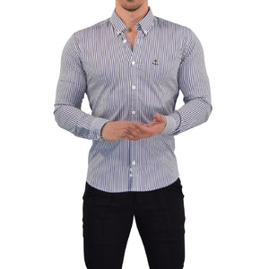 Camisa Slim Stripe Shirt Navy Blue Button Down