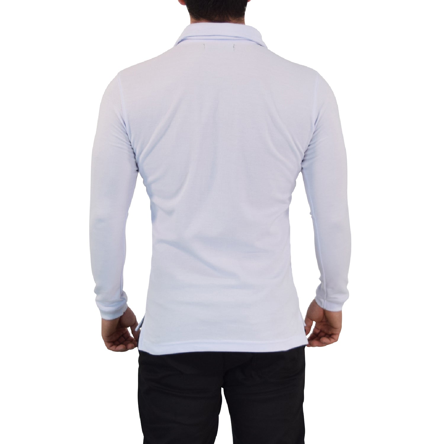 Zipped Polo Manga Larga Full White