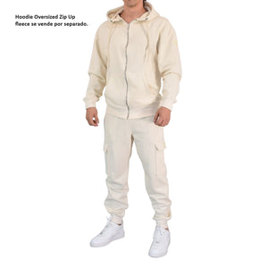 Fleece Cargo Jogger Sand