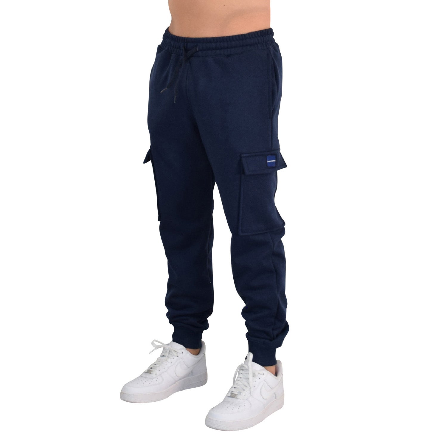 John Leopard Fleece Cargo Jogger Navy