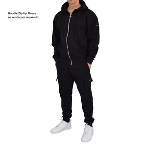 Fleece Cargo Jogger Black