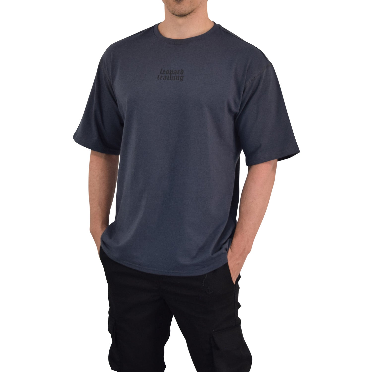 Playera Oversized Solid Gray Must Train With Beasts