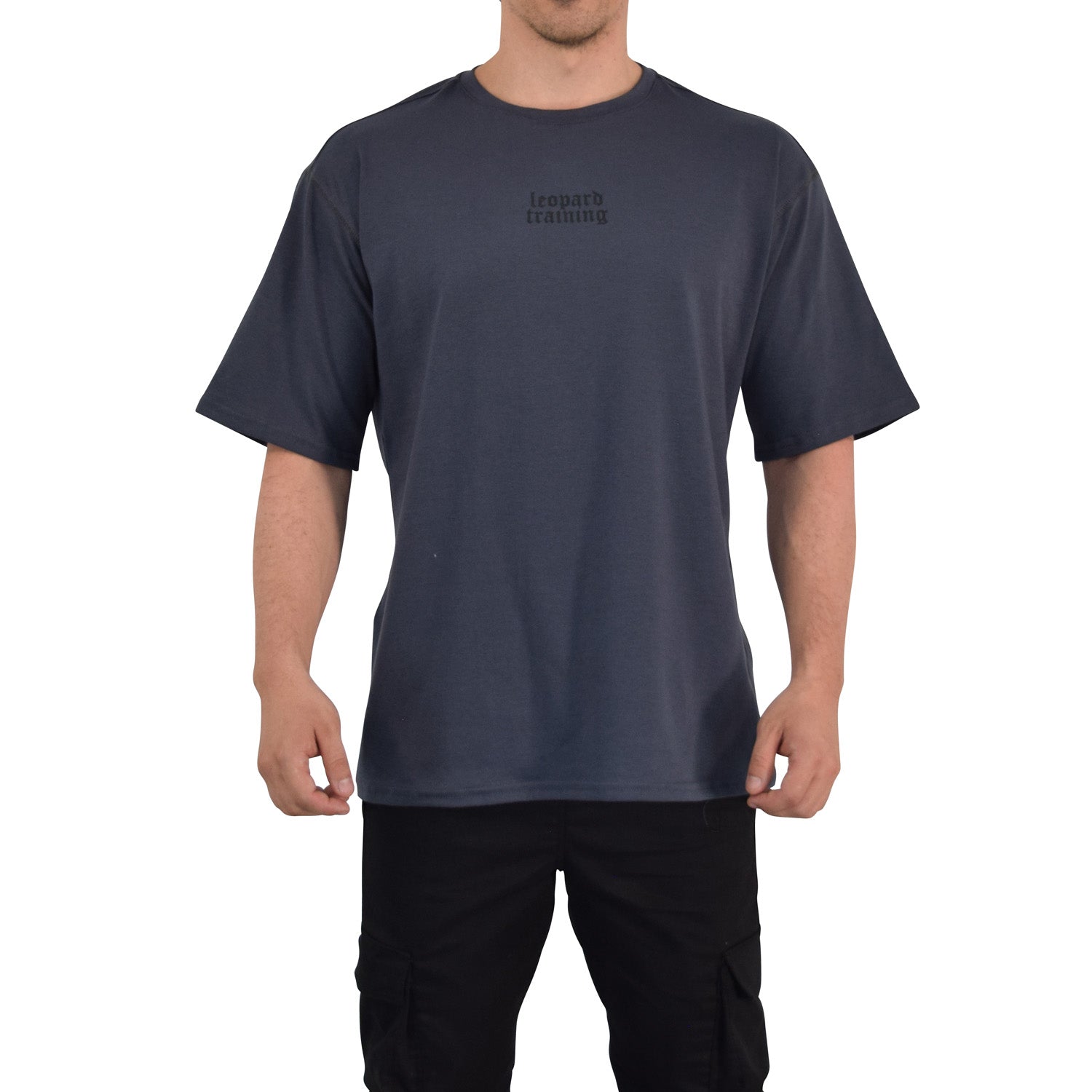 Playera Oversized Solid Gray Must Train With Beasts