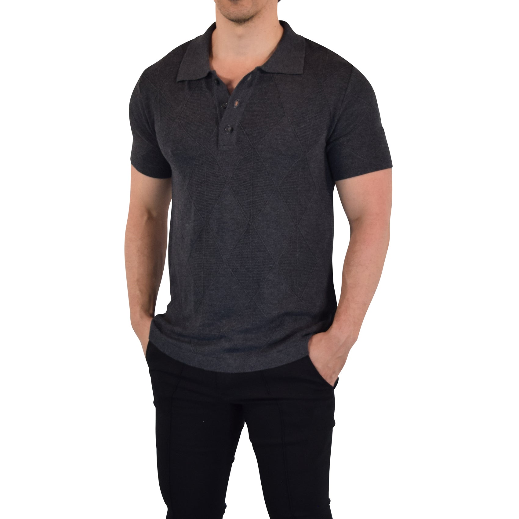 Knitted Golf Club Polo Solid Gray