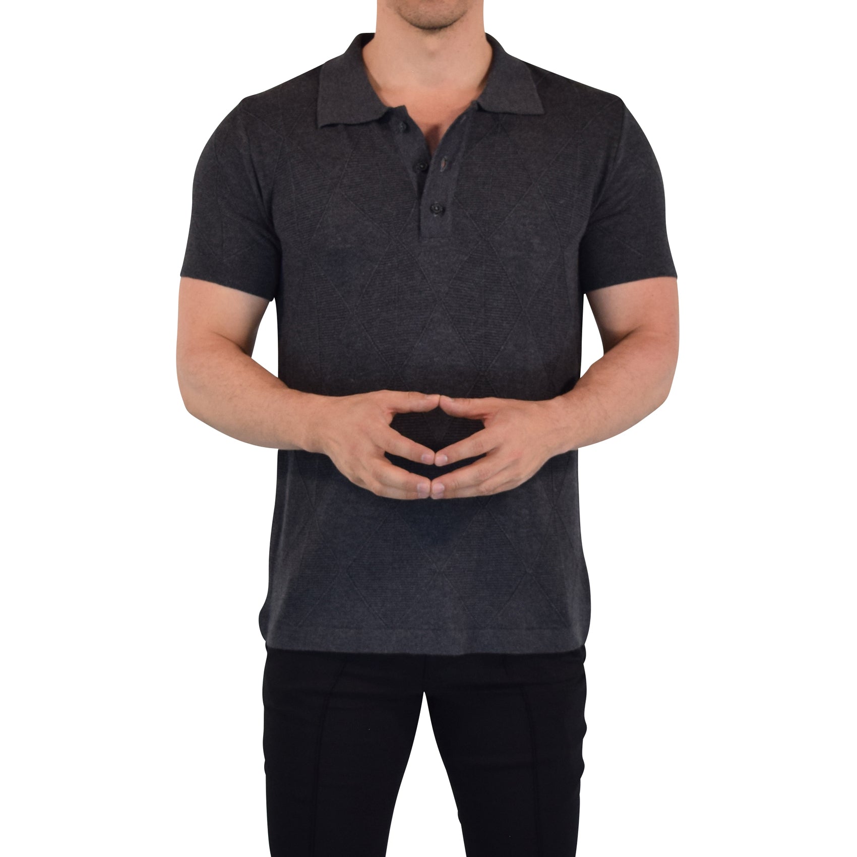 Knitted Golf Club Polo Solid Gray