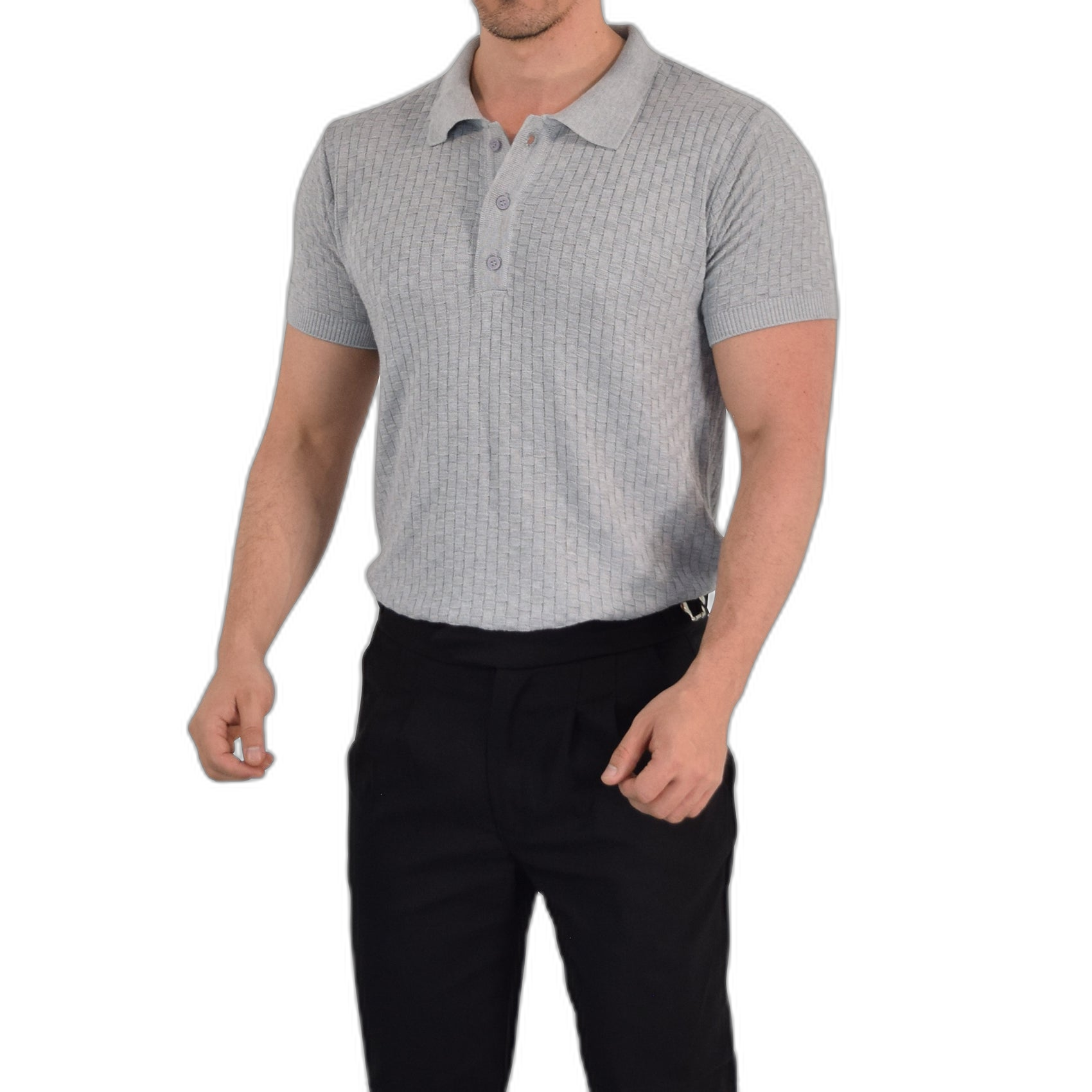 Knitted Connery Polo Light Gray
