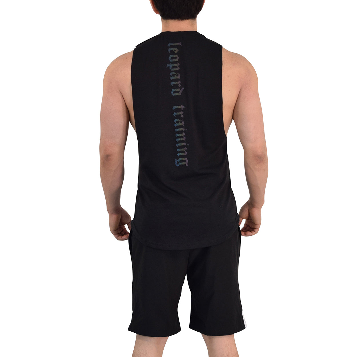 Gym Sleeveless Tee Wine Logo Stripes Black