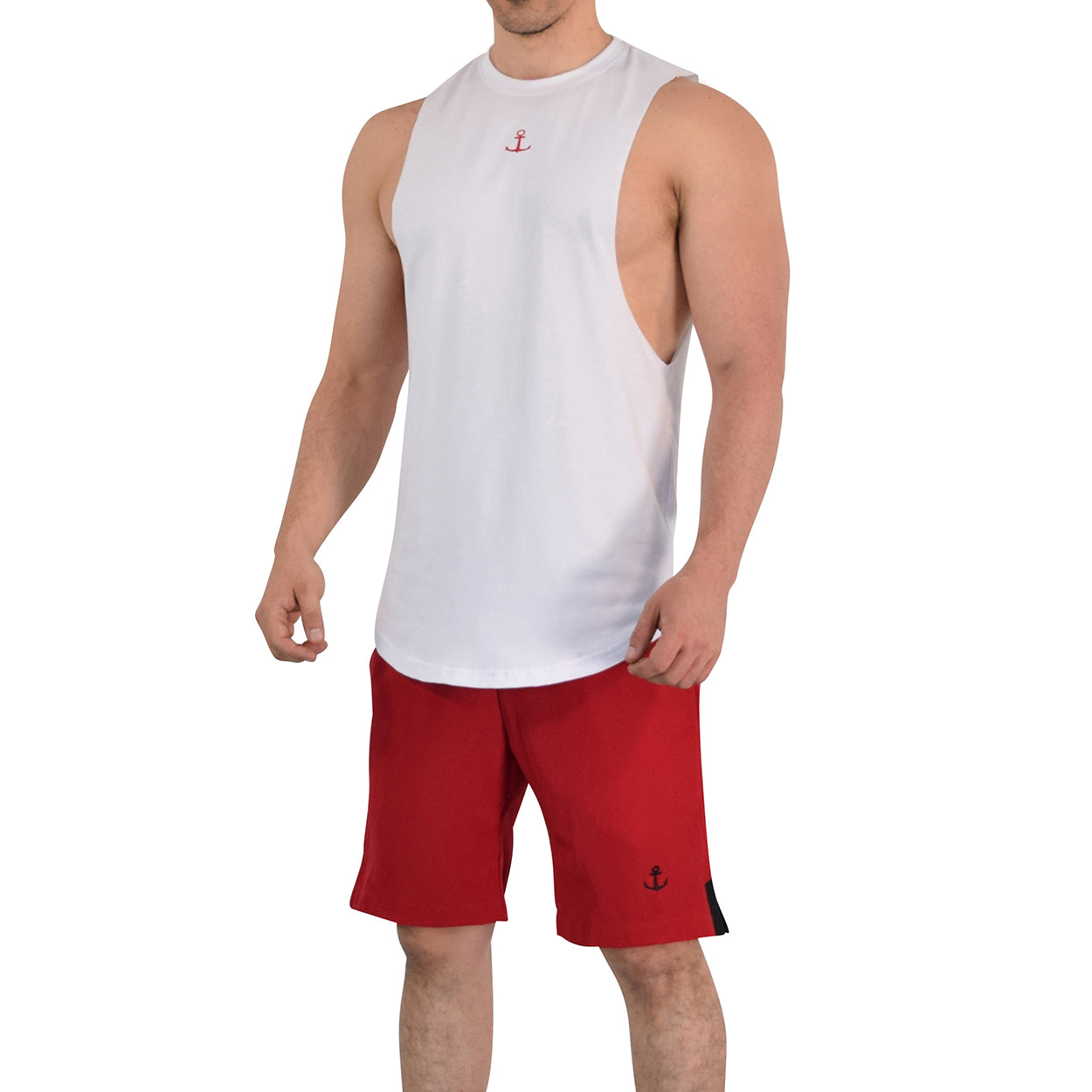 Gym Sleeveless Tee Wine Logo Stripes Black