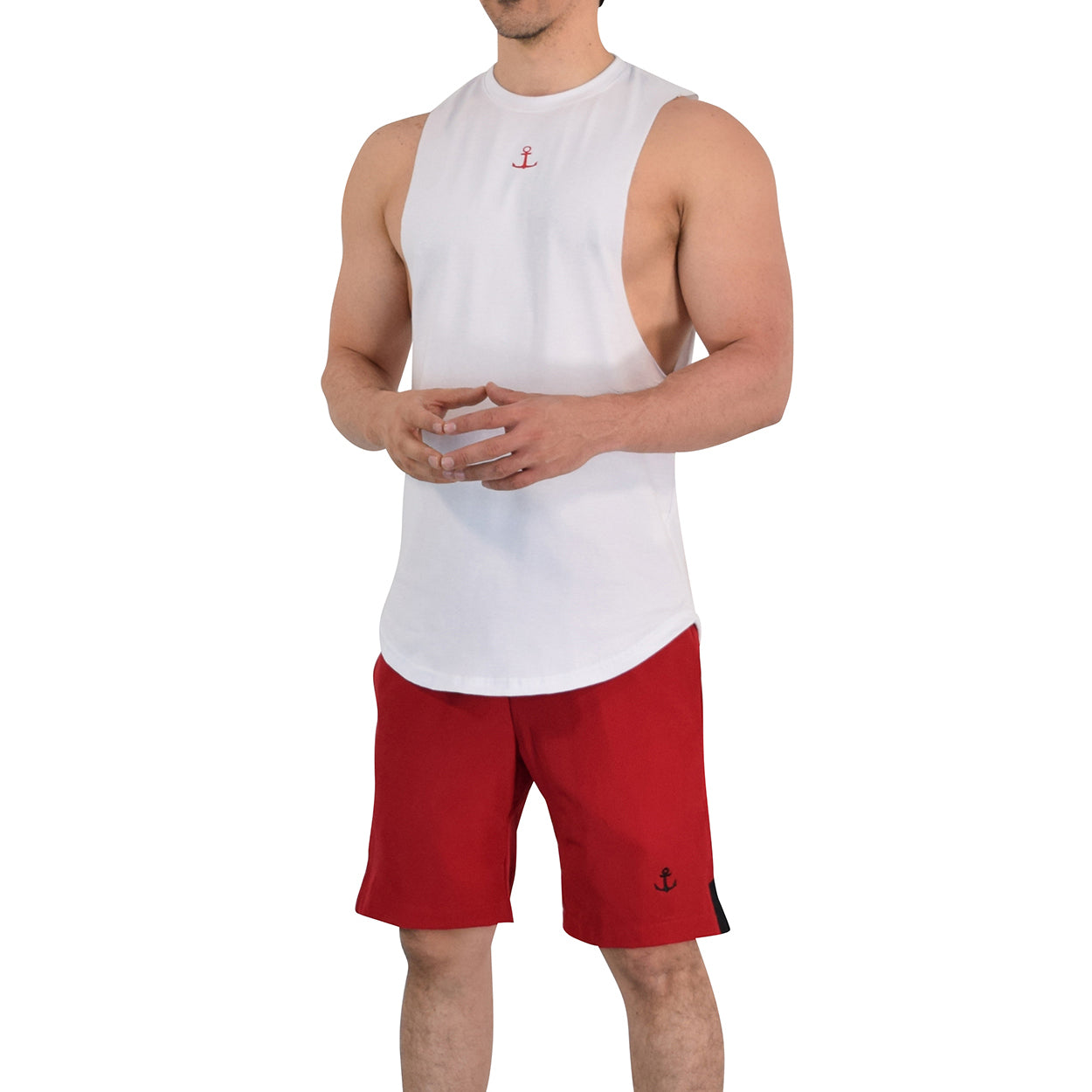 Gym Sleeveless Tee Wine Logo Stripes Black