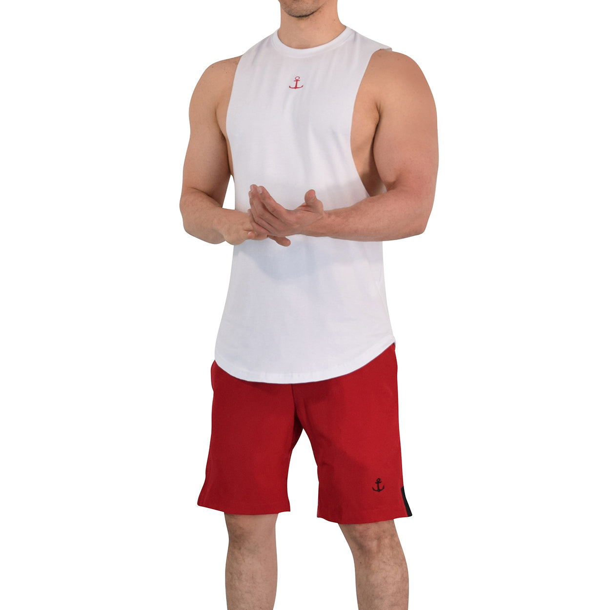 Gym Sleeveless Tee Wine Logo Stripes Black