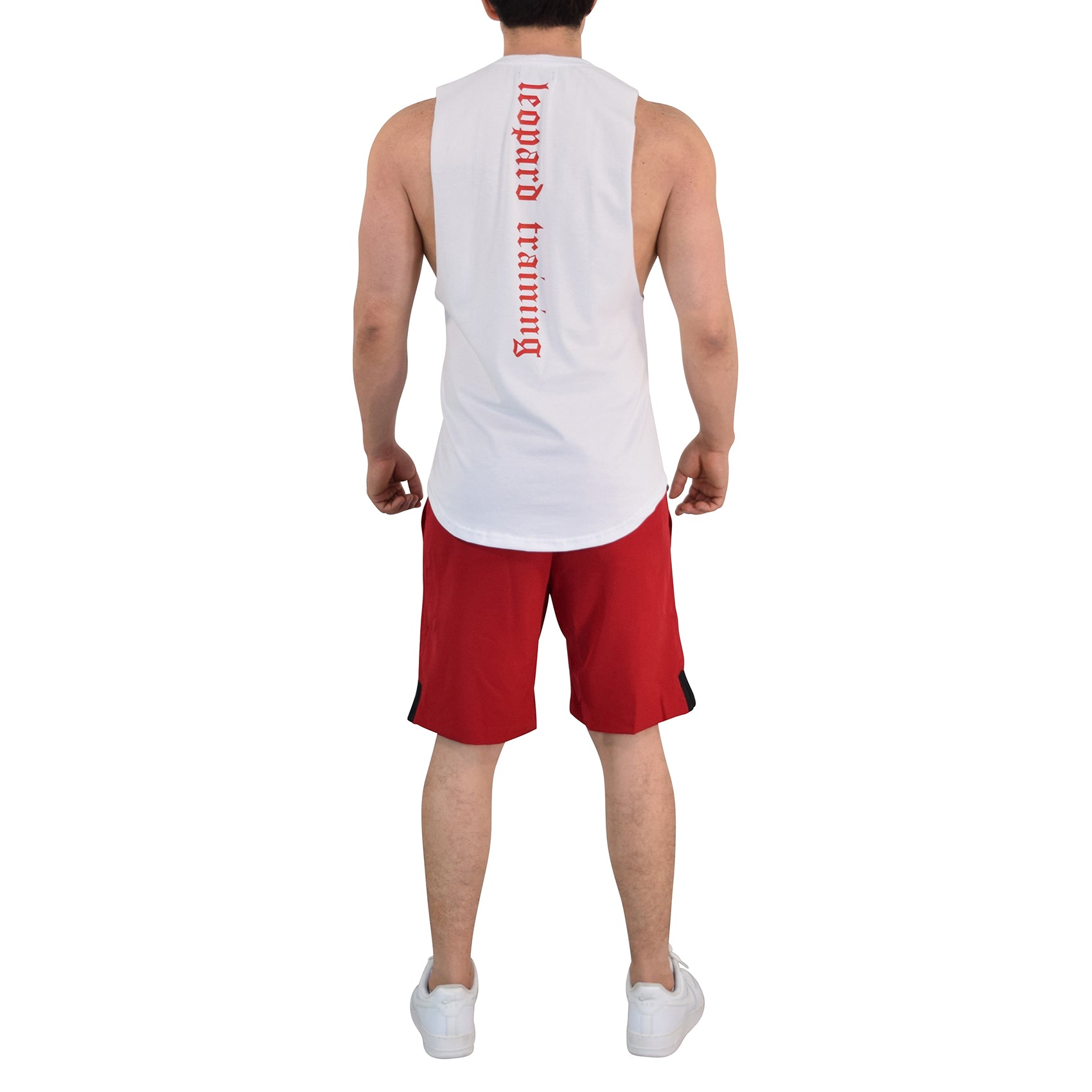 Gym Sleeveless Tee Wine Logo Stripes Black
