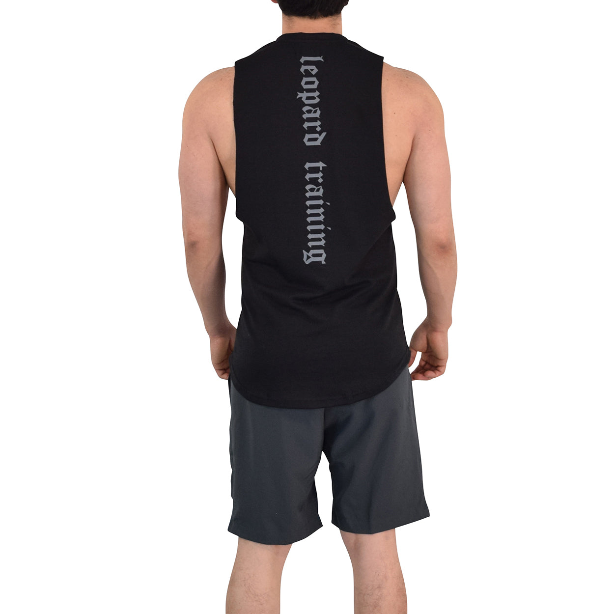 Gym Sleeveless Tee Wine Logo Stripes Black