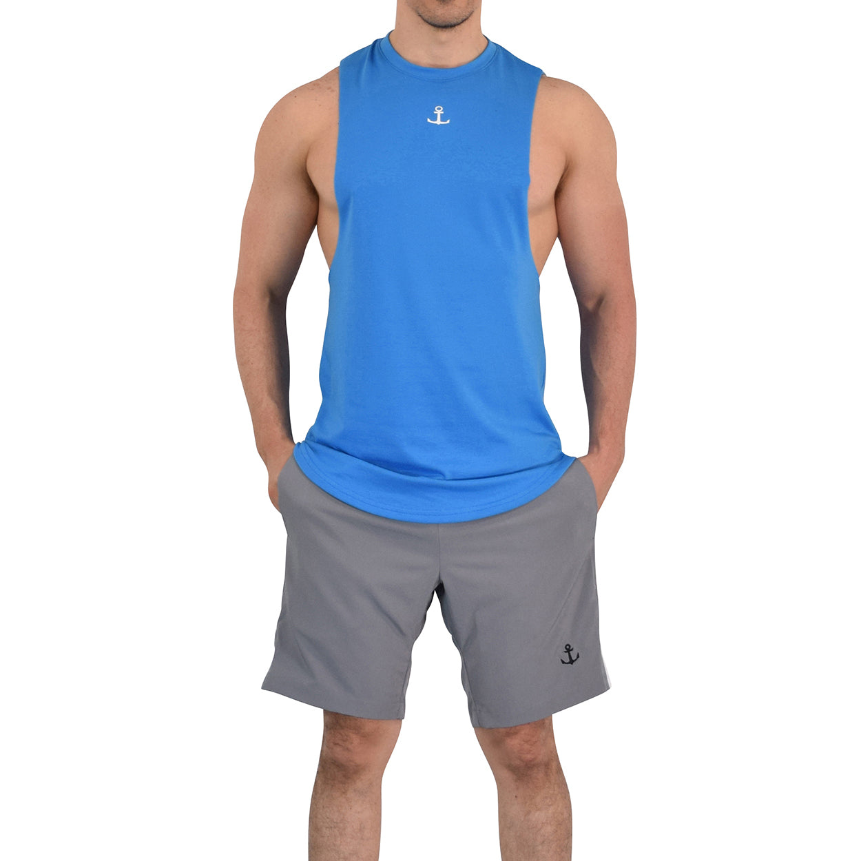 Legacy Sleeveless Tee 2.0 Light Blue White Trim