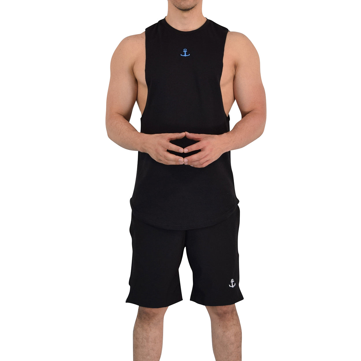 Gym Sleeveless Tee Wine Logo Stripes Black