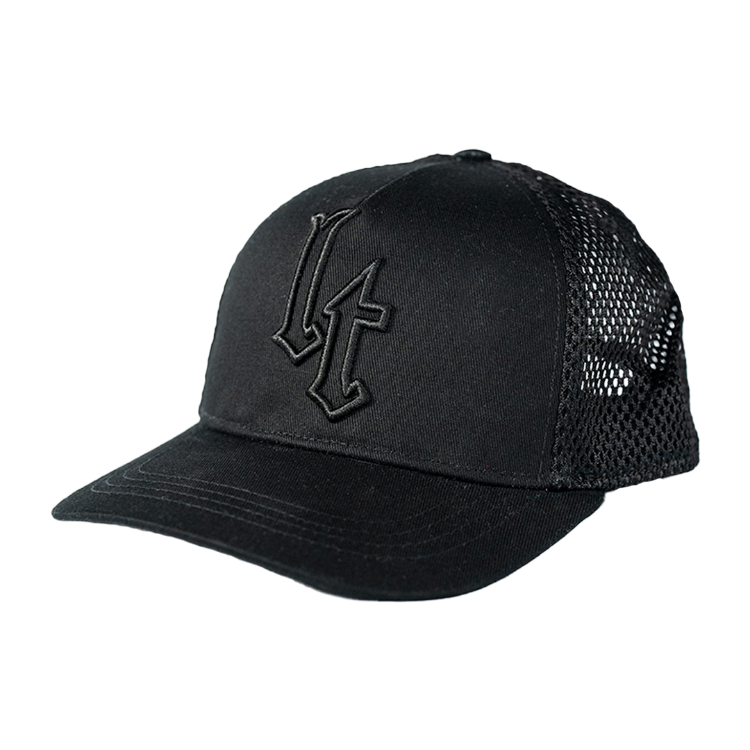 Embroidery Emblem Trucker Cap Full Black