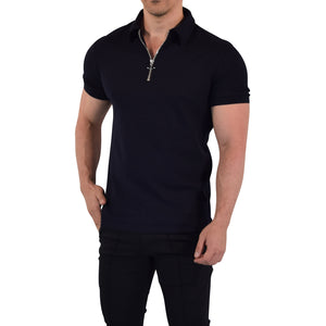 Anchor Zipper Polo Shirt Navy