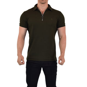 Zipped Short Sleeve Polo Full Black