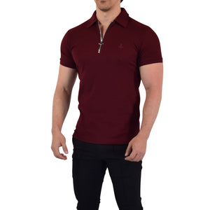 Anchor Zipper Polo Shirt Burgundy