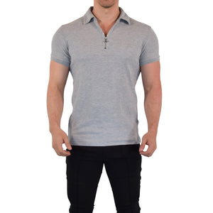 Anchor Zipper Polo Shirt Light Gray