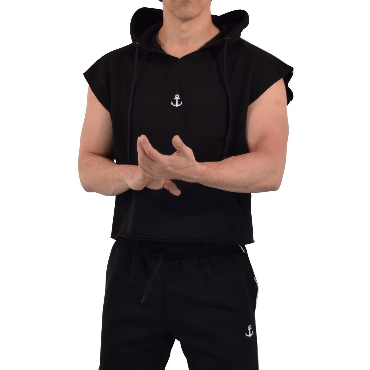 Cropped Hoodie Sleeveless Heavyweight Champ Black