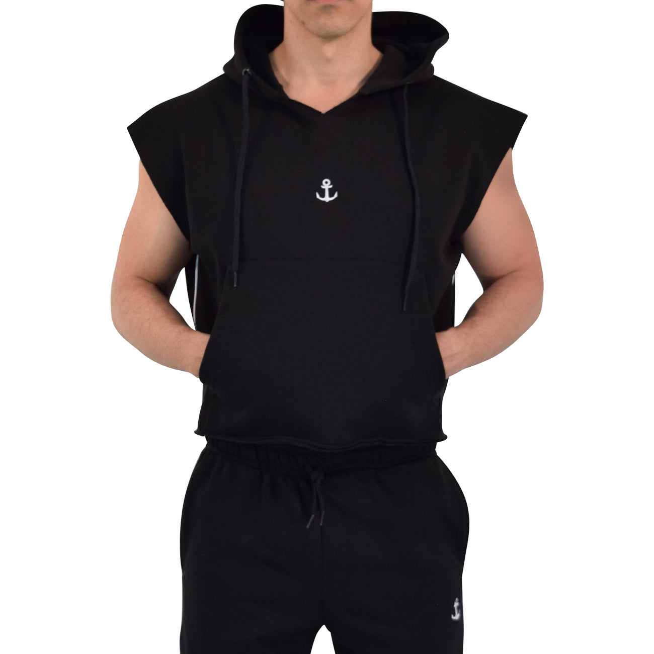 Cropped Hoodie Sleeveless Heavyweight Champ Black