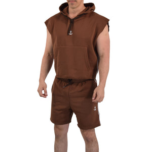 Cropped Hoodie Sleeveless Heavyweight Champ Brown