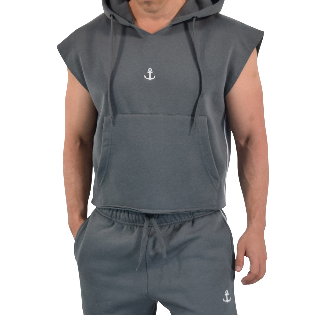 Cropped Hoodie Sleeveless Heavyweight Champ Clear Gray