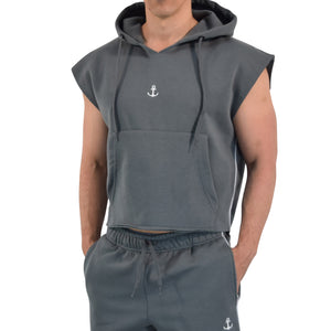 Cropped Hoodie Sleeveless Heavyweight Champ Clear Gray