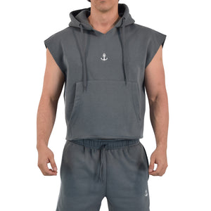 Cropped Hoodie Sleeveless Heavyweight Champ Clear Gray