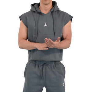 Cropped Hoodie Sleeveless Heavyweight Champ Clear Gray