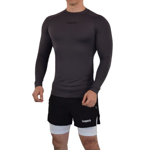 Speed Compression Long Sleeve T-Shirt Dark Gray Logo Black