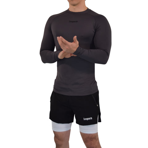 Speed Compression Long Sleeve T-Shirt Dark Gray Logo Black