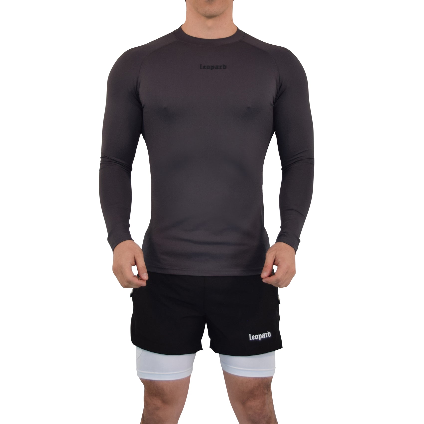 Speed Compression Long Sleeve T-Shirt Dark Gray Logo Black