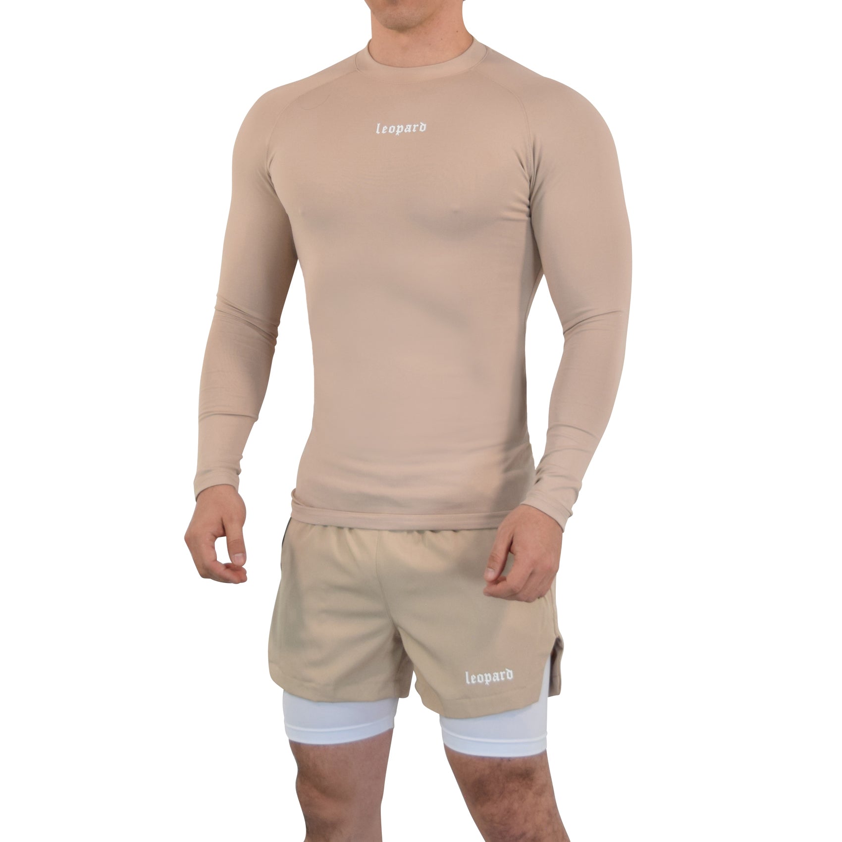 Speed Compression Long Sleeve T-Shirt Ivory Cream Logo White