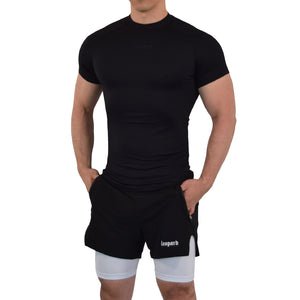 Speed Compression T-Shirt Night Black Logo Black