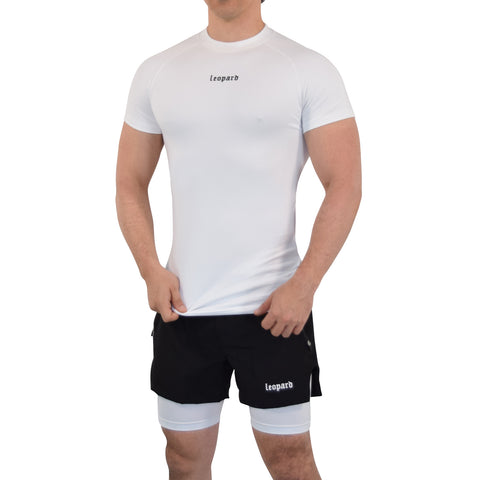 Speed Compression T-Shirt Snow White Logo Black