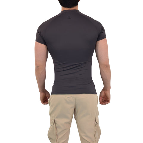 Speed Compression T-Shirt Dark Gray Logo Black